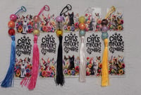 Image 1 of Cat With Flowers Acrylic Bookmarks 
