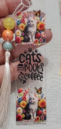 Image 3 of Cat With Flowers Acrylic Bookmarks 