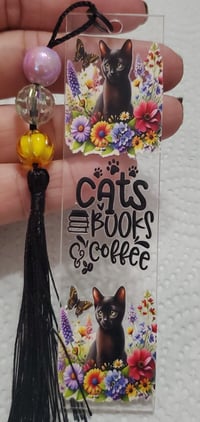 Image 4 of Cat With Flowers Acrylic Bookmarks 