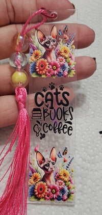 Image 5 of Cat With Flowers Acrylic Bookmarks 
