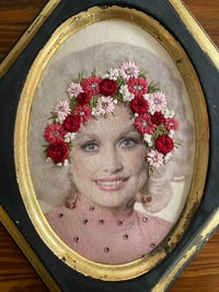 Image 2 of Dolly hand embroidered in pinks and red
