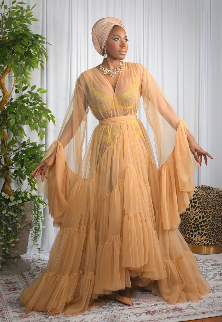 Mocha "Vivian" The Ultimate Showgirl Dressing Gown 