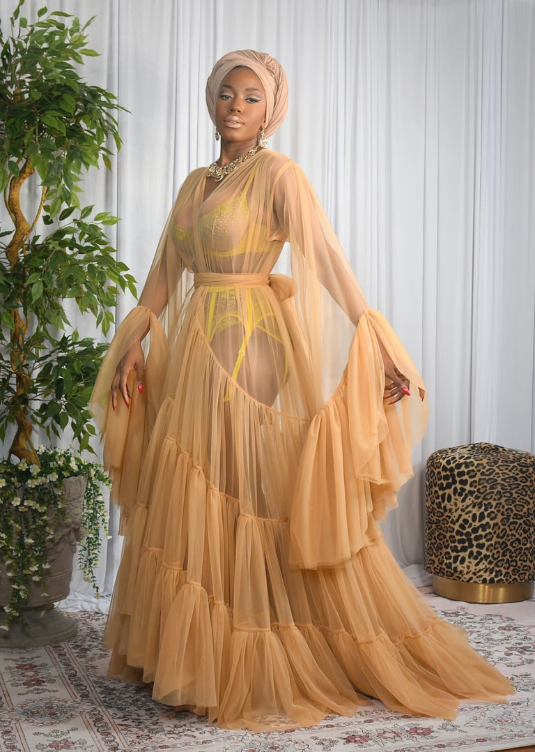 Mocha "Vivian" The Ultimate Showgirl Dressing Gown  Image 2