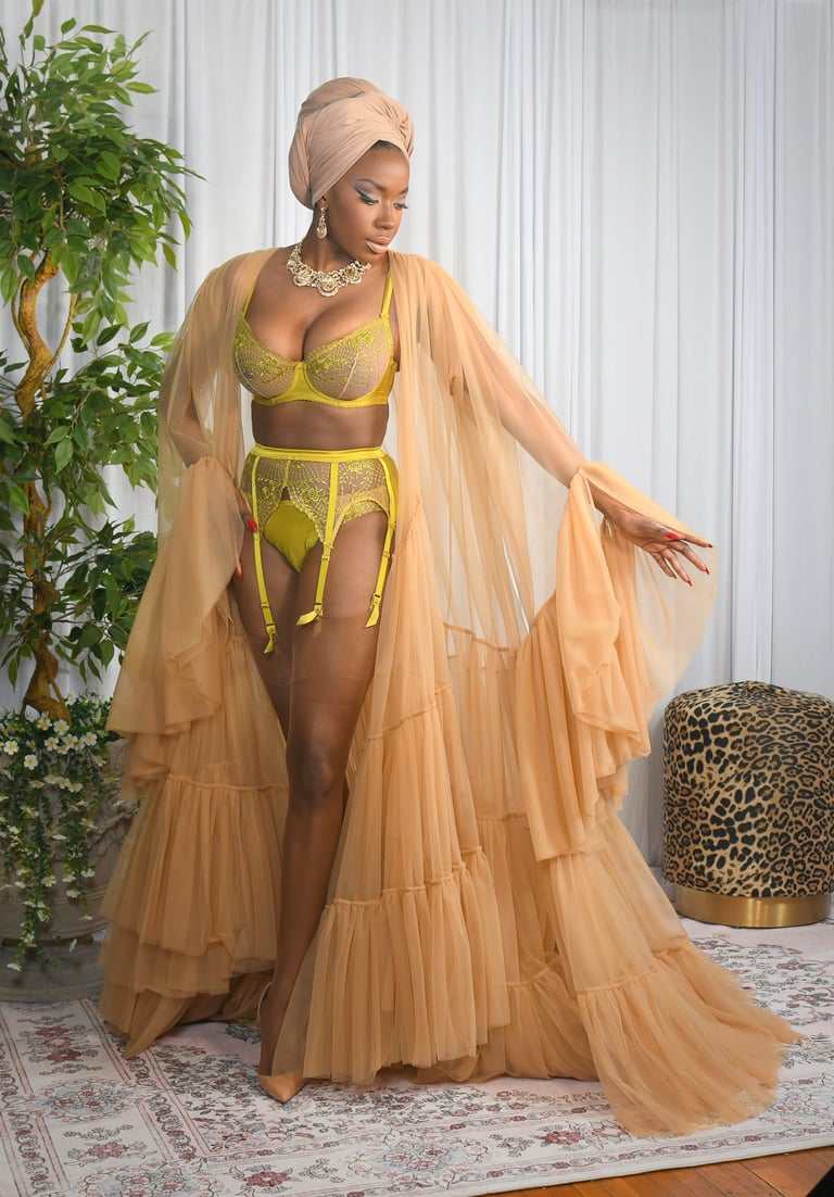 Mocha "Vivian" The Ultimate Showgirl Dressing Gown  Image 4