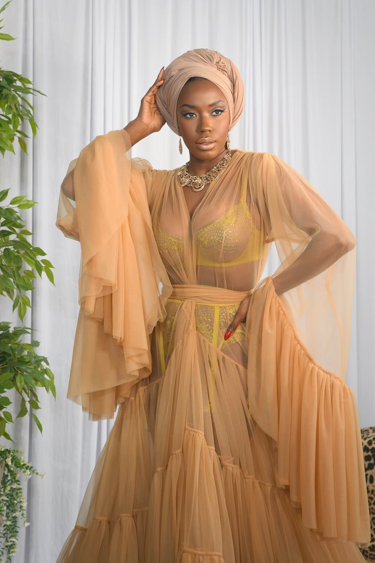 Mocha "Vivian" The Ultimate Showgirl Dressing Gown  Image 3