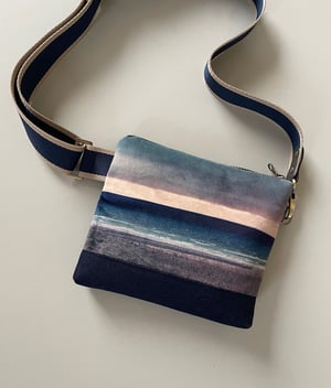 Image of Seascape stripe, printed velvet mini crossbody / belt bag