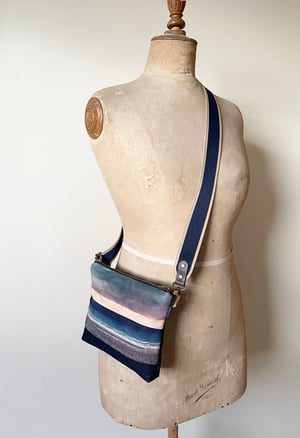Image of Seascape stripe, printed velvet mini crossbody / belt bag