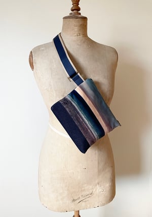 Image of Seascape stripe, printed velvet mini crossbody / belt bag