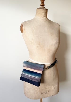 Image of Seascape stripe, printed velvet mini crossbody / belt bag