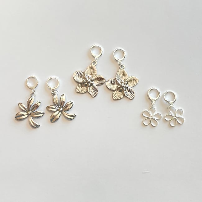 silver flower earrings