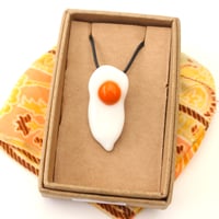 Image 2 of Lampworked Glass Fried Egg Pendant Necklace