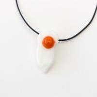 Image 3 of Lampworked Glass Fried Egg Pendant Necklace