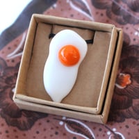 Image 5 of Lampworked Glass Fried Egg Pendant Necklace