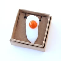 Image 1 of Lampworked Glass Fried Egg Pendant Necklace