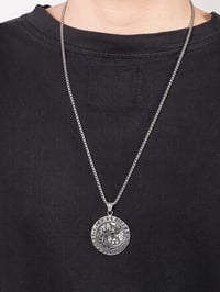 Image 7 of 👑The Armored Kingdom Silver Skoll Hati Wolf Encircled with Runes Necklace-Norse Mythology