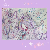 Image 1 of "my favorite song has taken over my mind" original drawing 