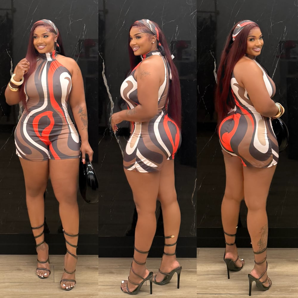 Image of THELMA ROMPER WITH HEAD SCARF