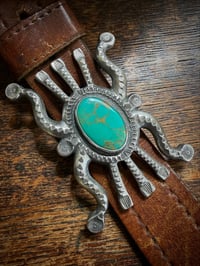 Image 2 of WL&A Handmade Heavy XL Old Style Medicine Belt Buckle - Green Royston - Size 4in x 3in - 167 Grams