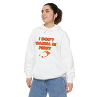 Image 1 of I Don’t Wanna Be Perky Hoodie — Cute Sleepy Cat Graphic Pullover