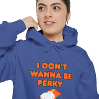 Image 5 of I Don’t Wanna Be Perky Hoodie — Cute Sleepy Cat Graphic Pullover