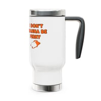 Image 4 of Travel Mug — “I Don’t Wanna Be Perky” Cute Sleepy Cat 14oz Stainless Steel Tumbler