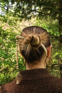 Image 1 of Feather & Bead Antler Spike Bun Adornment 