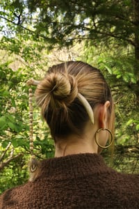 Image 4 of Feather & Bead Antler Spike Bun Adornment 
