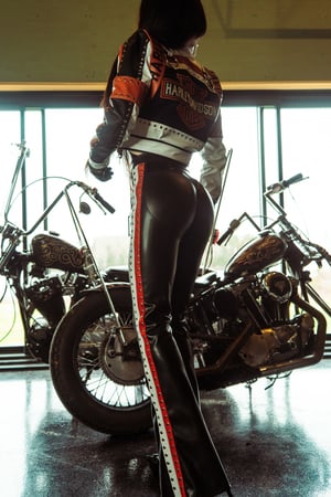 Image of Toxic Vision Hellbent leather stripe pants