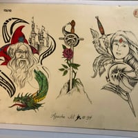 Image 2 of 1994 Apache Jil hand colored medieval production sheet 11x14