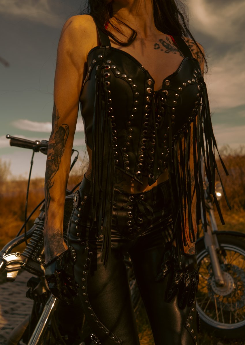 Image of Toxic Vision Golden Hour leather bustier top