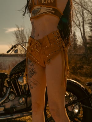 Image of Toxic Vision Golden Hour deerskin hot pants