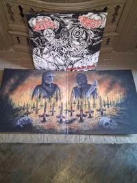 Image 2 of Lord Humongous//Mordant Rhed -Bonded by the Bomb! Split 12"(Black/red/white) gatefold
