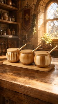 Image 1 of 👑The Armored Kingdom Salt & Spice Container-100% Natural Bamboo Wood-High Quality-Storage