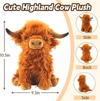 Image 3 of 👑The Armored Kingdom Baby Brown Highland Cow Plushie-Fluffy-Soft-Stuff Animal