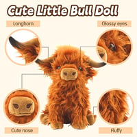 Image 4 of 👑The Armored Kingdom Baby Brown Highland Cow Plushie-Fluffy-Soft-Stuff Animal