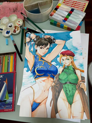 Image of Original Art :  Street Fighter - Chun Li & Cammy ( Summer Time ) // Jacky Hua