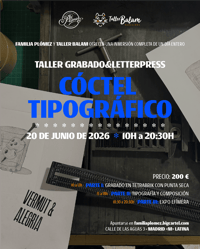 Image 1 of Taller Cóctel tipográfico - Grabado Tetrabrik & Tipo & Expo