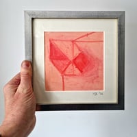 Image 1 of Pink Geometric Abstract Oil Pastel on Paper