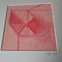Image 4 of Pink Geometric Abstract Oil Pastel on Paper