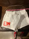 L CREAM "SAPPHIC NETWORK" SHORTS RED INK