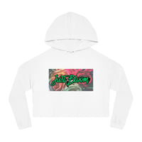 Image 1 of Just Bloom Cropped Hoodie – Floral Script Women’s Cropped Hooded Sweatshirt
