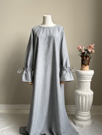 Image 1 of Linen Abaya – Sky Grey