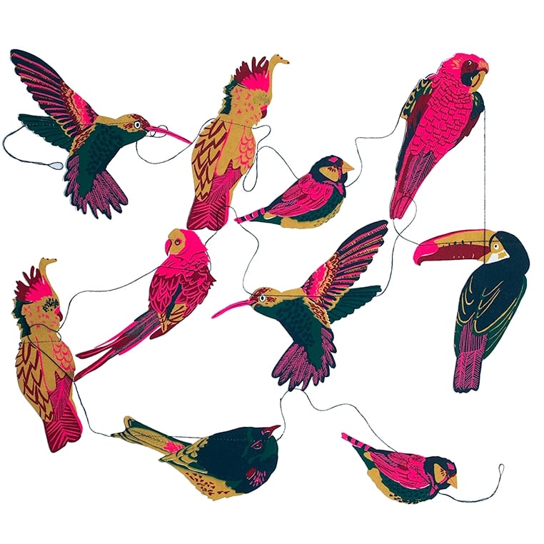 GUIRLANDE COUSUE OISEAUX TROPICAUX - EAST END PRESS