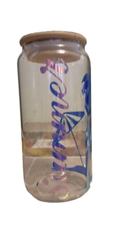 Image 1 of Summer Vibes Glass Tumbler with Bamboo Cover and Glass Straw