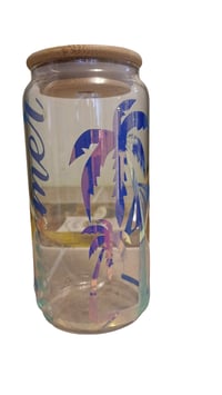 Image 2 of Summer Vibes Glass Tumbler with Bamboo Cover and Glass Straw