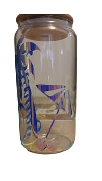 Image 3 of Summer Vibes Glass Tumbler with Bamboo Cover and Glass Straw