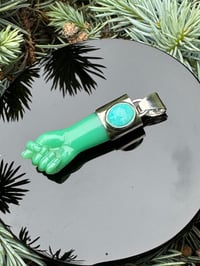 Image 1 of Chrysoprase and turquoise mano figa 