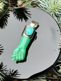 Image 5 of Chrysoprase and turquoise mano figa 