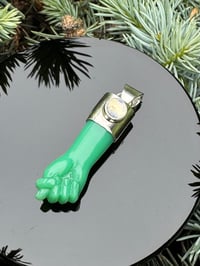 Image 3 of Chrysoprase and rainbow moonstone mano figa 