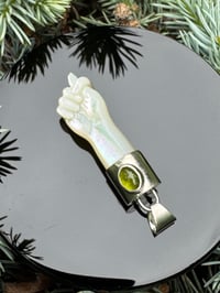 Image 7 of Mother of Pearl and tourmaline mano figa